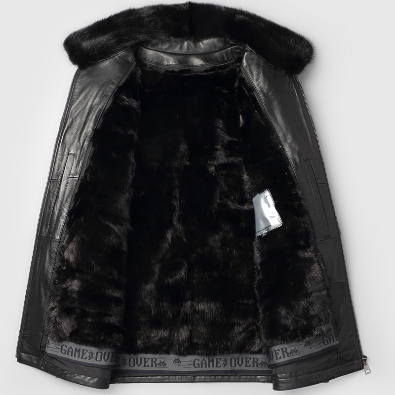 冬季新款水貂内胆皮毛一体男中老年头层绵羊皮真皮皮衣父亲外套厚,淘宝优惠券,粉丝福利购,淘宝优惠卷