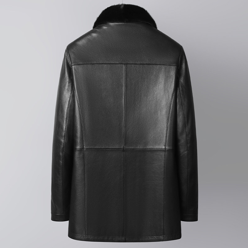 海宁真皮皮衣男山羊皮中长款翻领爸爸装水貂内胆皮毛一体皮草外套,淘宝优惠券,粉丝福利购,淘宝优惠卷