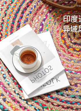 异丽印度进口黄麻圆形民族风客厅