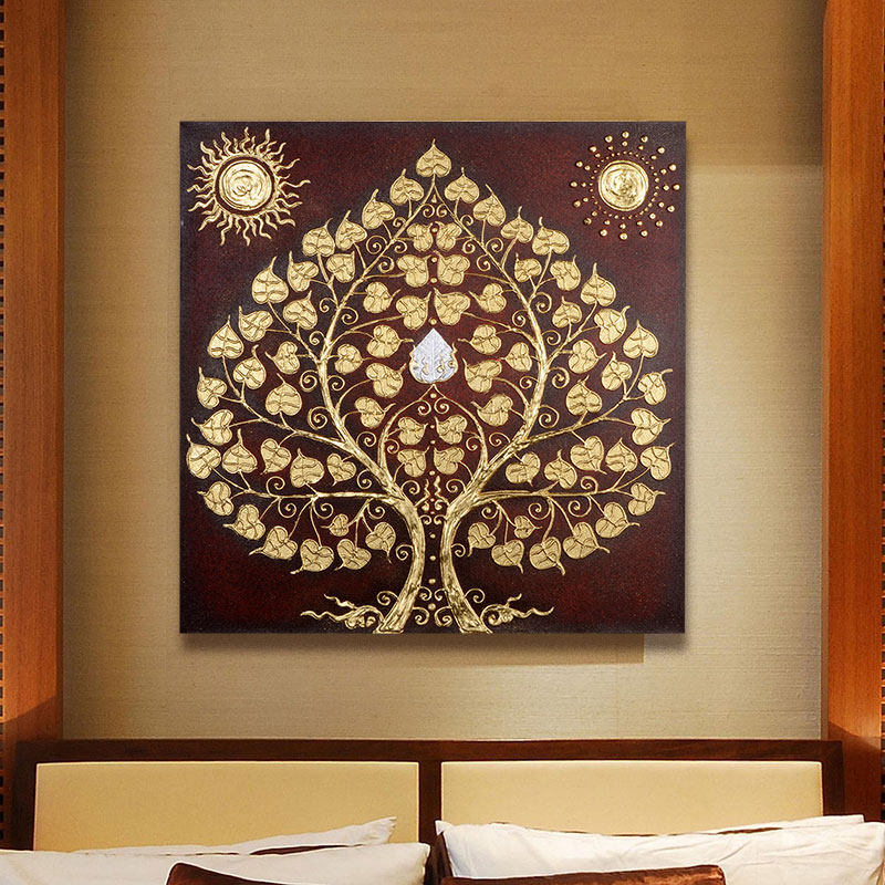 异丽东南亚菩提树沙发电视家装挂画 异丽家居现代装饰画