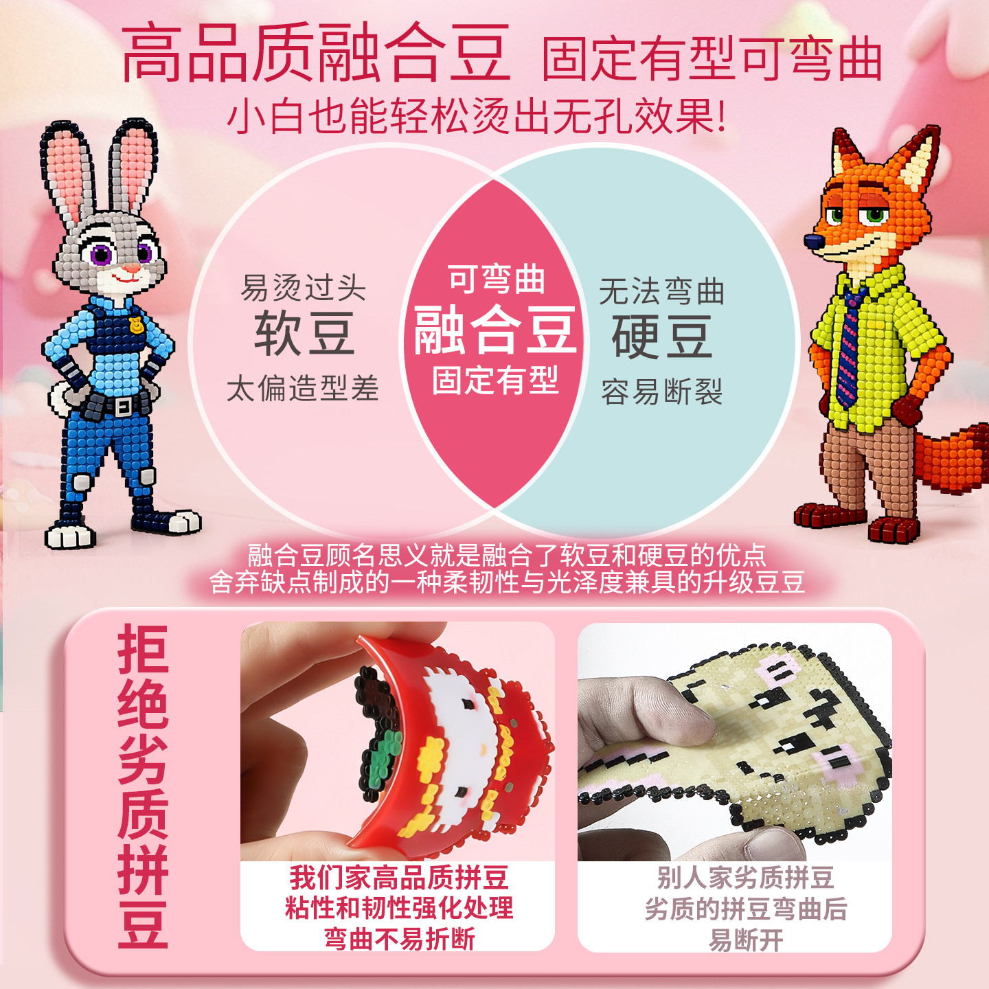 DIY拼豆材料包全套补充装手工制作diy工具套装儿童女孩生日礼物,淘宝优惠券,粉丝福利购,淘宝优惠卷