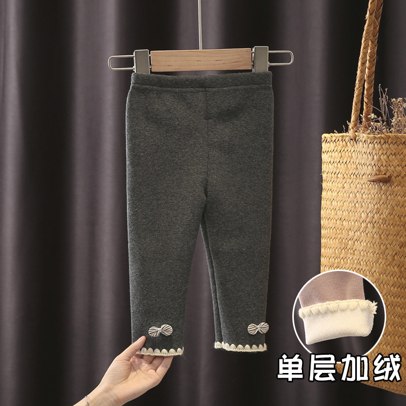 女童加绒春秋冬款婴儿一体绒打底裤 嘿呀竹裤子