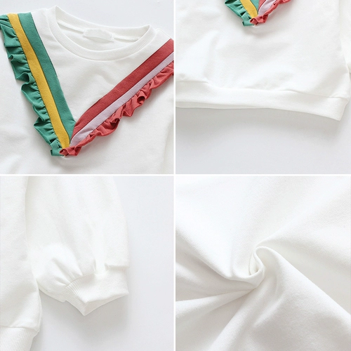 Белый приятный телу детский тонкий лонгслив для девочек, осенний, в западном стиле