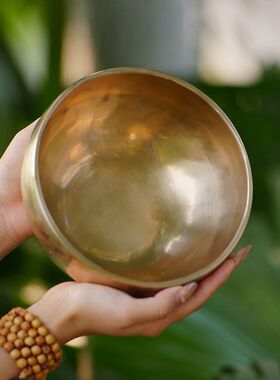 尼泊尔手工颂钵瑜伽摆件音疗钵铜碗冥想钵佛音钵碗西藏钵铜磬大号