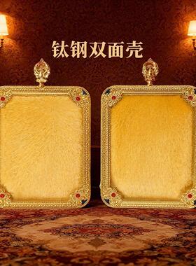 新款高端豪华钛钢不掉色双面唐卡吊坠外壳4*5玻璃面板空盒贝壳头