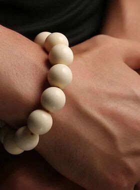 猛犸牙手串男冰料满纹单圈108圆珠佛珠念珠文玩手链工艺品