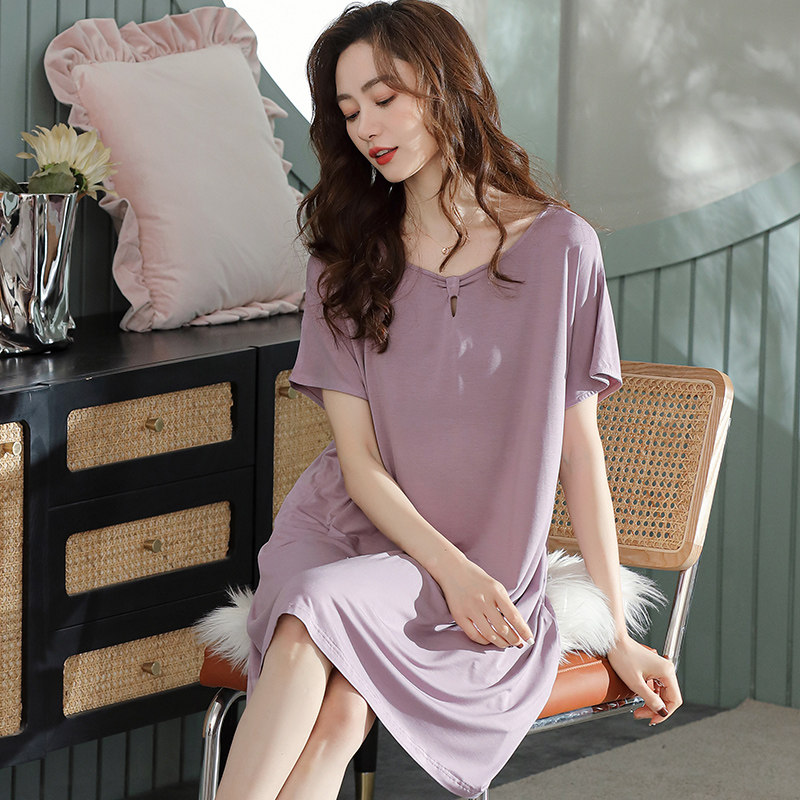 莫代尔睡裙女士2023年新款居家裙子 芬颜睡裙