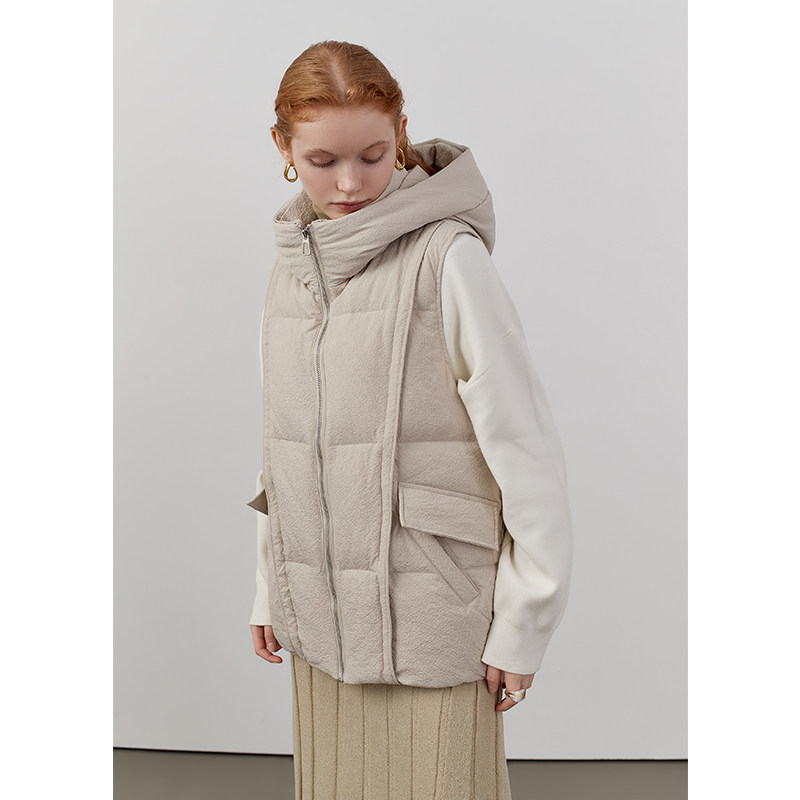 阿cir撞色奶油连帽长款冬季羽绒服 circlofy服饰羽绒服
