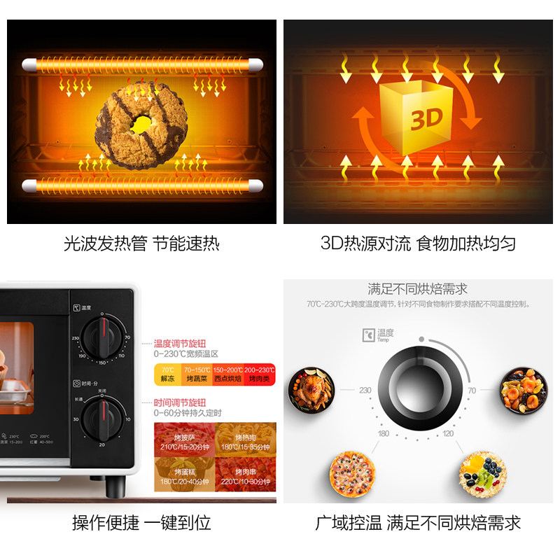美的烤箱专卖店【急速发货】美的烤箱家用小型迷你多功能宿舍烘焙电烤箱T1-109F1