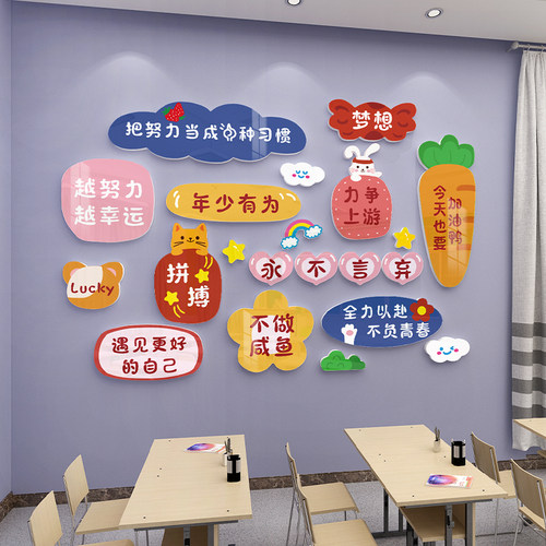 班级文化墙贴立体初三中考励志文字标语开学场景氛围教室布置装饰-图0