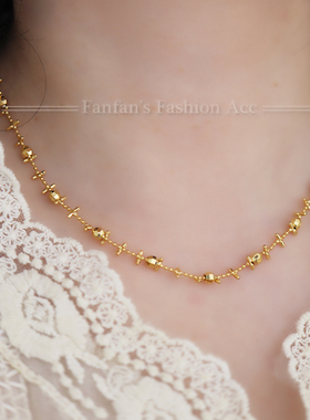 金色璀璨超闪仙女链段项链素链叠戴百搭气质上班职场简约锁骨链新