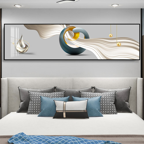 卧室床头装饰画现代简约轻奢风主卧挂画房间壁画酒店民宿背景墙画 - 图0