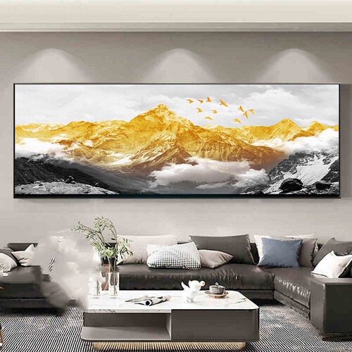 背有靠山现代轻奢客厅沙发装饰画新中式山水挂画茶室办公室墙壁画 - 图3
