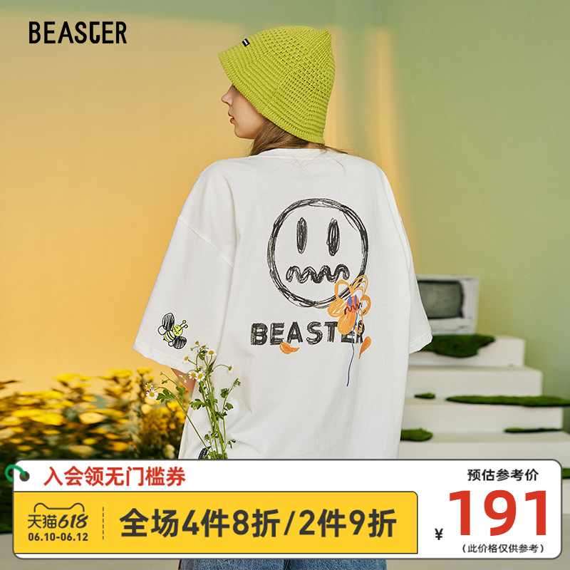 Beaster小恶魔鬼脸短袖明星同款潮牌宽松情侣T恤夏男短袖T恤国潮