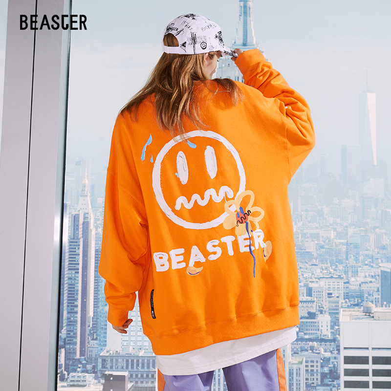 beaster小恶魔笑脸橙色男鬼脸卫衣 beaster卫衣