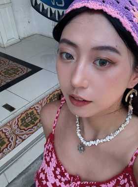 波西米亚度假项链碎石太阳锁骨链