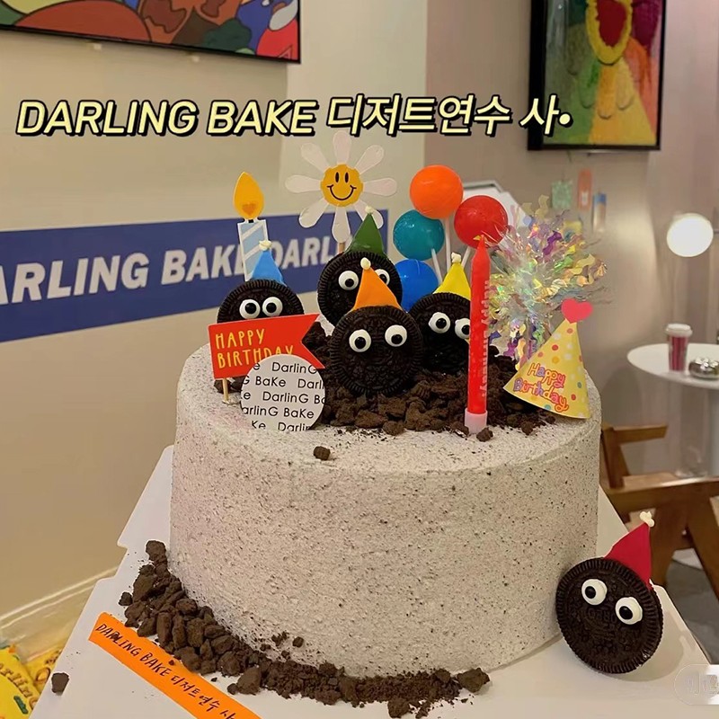 万圣节烘焙奥利奥饼干眼睛蛋糕装饰搞怪彩色小帽子三角帽插牌插件