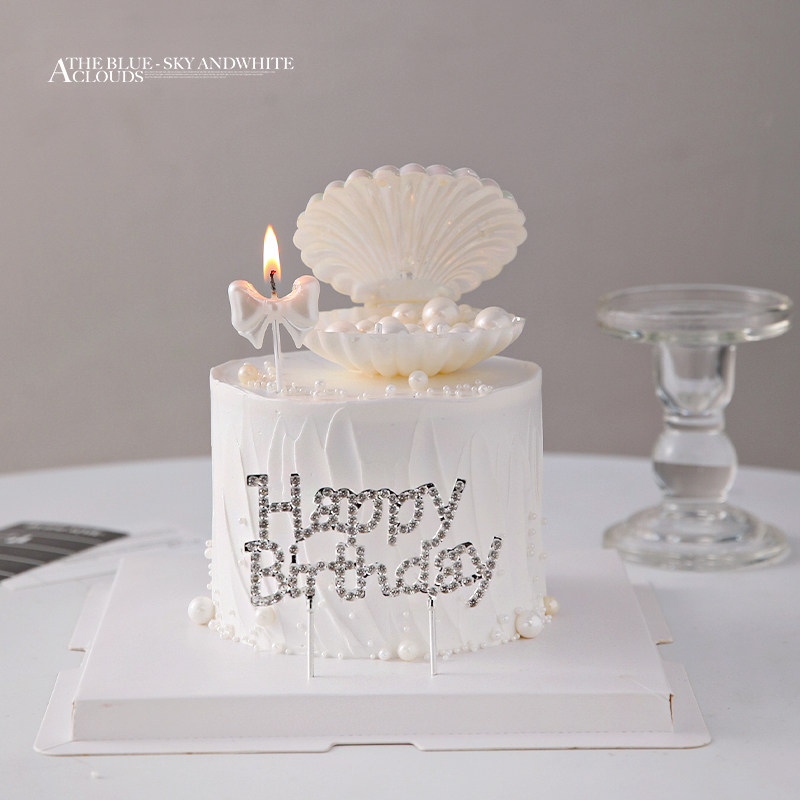 214情人节ins网红简约蛋糕装饰珍珠贝壳摆件女神小仙女装扮插件