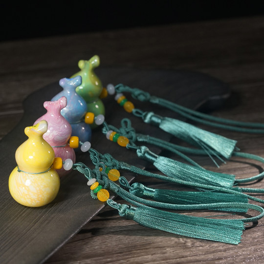 大漆漂漆葫芦文玩diy挂件挂饰手把件摆件编织流苏国潮工艺小件