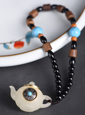 夜光转转把把壶香囊汽车钥匙扣挂件小茶壶文玩麻将把胡手把件挂饰