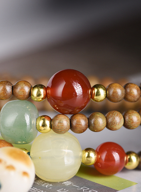 玄同南美绿檀4mm三圈猫爪款手链流行时尚佛珠手串男女情侣款手饰