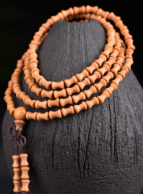 澳洲檀香新山檀香多圈手链文玩竹节男女士款手串佛珠木珠木串