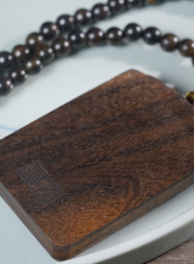 沉香木大富大贵脖挂链吊坠平安无事牌原木佛牌文玩项坠挂件项链