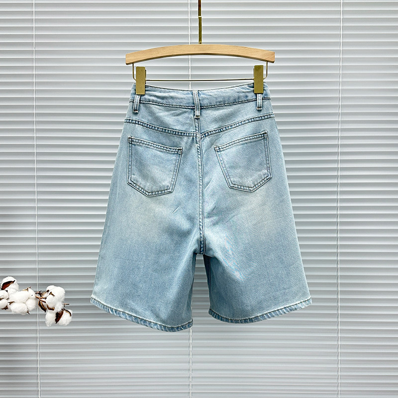 小熊烫钻牛仔短裤女潮2025年夏季新款高腰显瘦宽松百搭阔腿五分裤,淘宝优惠券,粉丝福利购,淘宝优惠卷