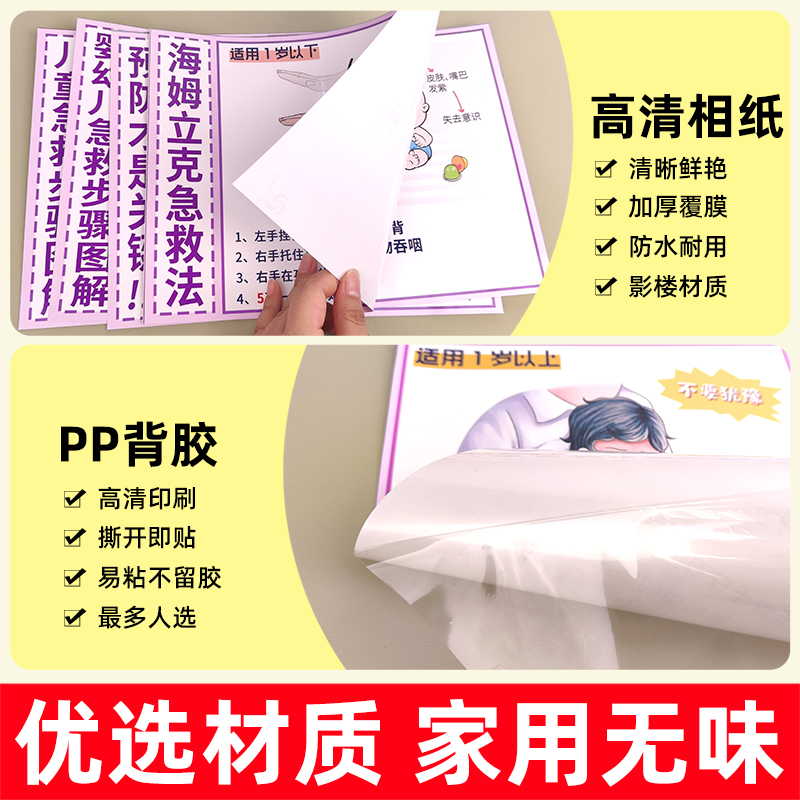 海姆立克急救法挂图婴儿呛奶家用一岁以上儿童成人冰箱贴海报贴纸-图2