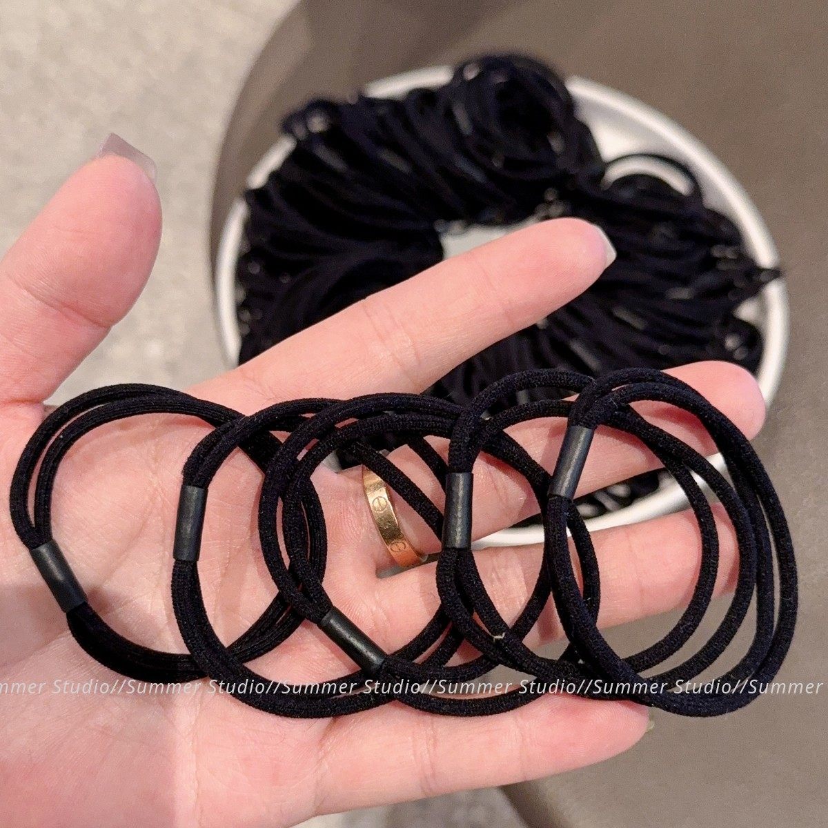 黑色头绳女生高弹力耐用发圈高马尾头圈发绳橡皮筋女扎头皮套基础,淘宝优惠券,粉丝福利购,淘宝优惠卷