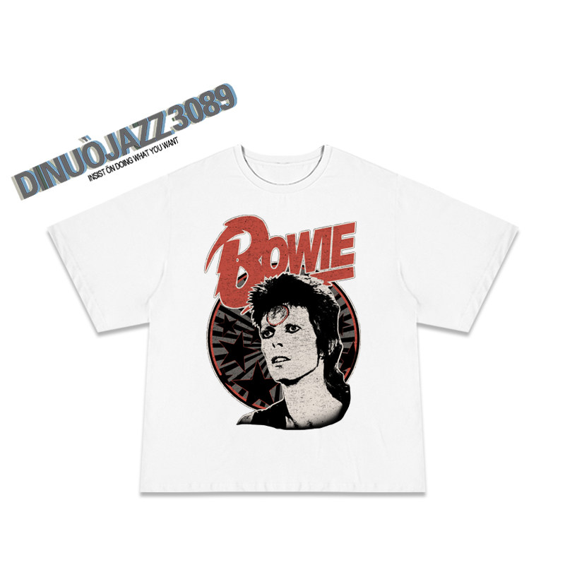 ins高街潮牌david bowie 70 80潮 迪诺爵士T恤