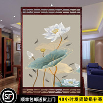 New Chinese Screen Partition Living Room Wall Minimalist Modern Shelter Home-in-house Doors Solid Wood Seat Screen Greet pine