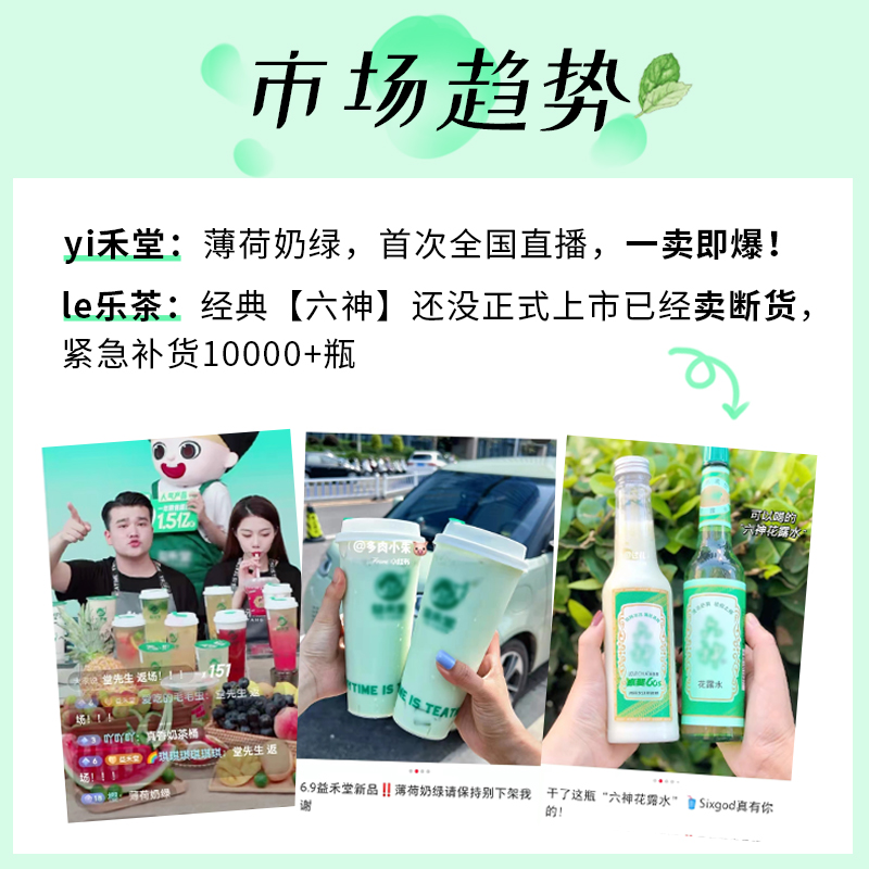 优闲狐香草薄荷糖浆奶茶店专用薄荷奶绿拿铁咖啡糖浆商用1.2kg