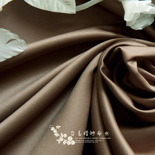 婚纱布料395婚纱缎布料小有光厚缎diy布料咖啡类服装汉服旗袍面料 - 图1
