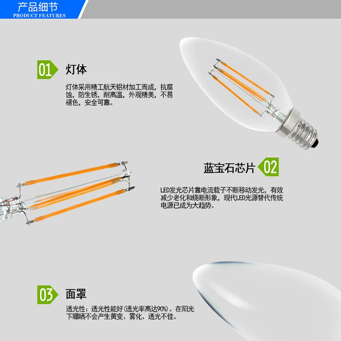 Фрукты Аидсон Доска LED свеча конфета кристаллический свет E14E27 слот тёплый белый ретро нить C35 тянуть хвост пена