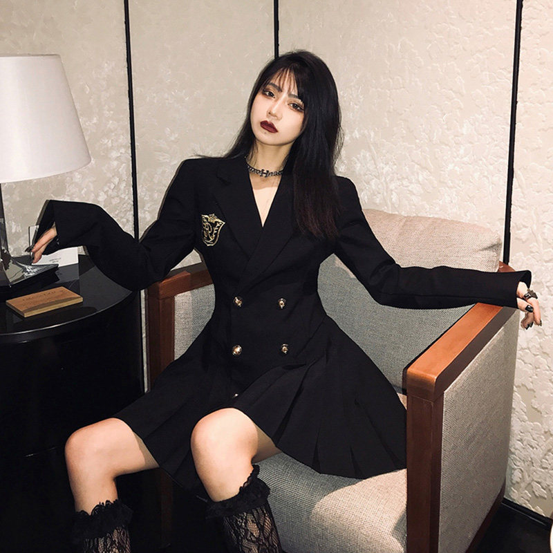 山本风学院西装裙2021春秋小连衣裙 朵瑜熙服饰连衣裙