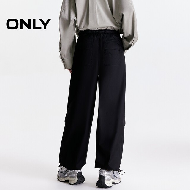 ONLY2025 ລະດູຫນາວໃຫມ່ວ່າງ workwear drawstring parachute pants straight pants trousers casual pants ແມ່ຍິງ |125214024