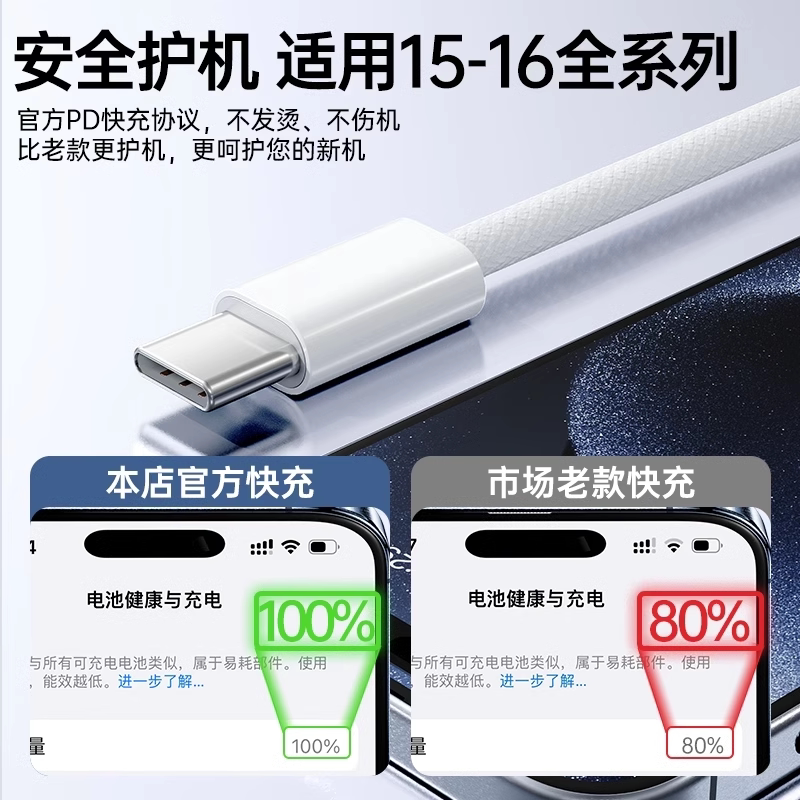 迈空适用苹果16充电线15充电器线iPhone16pro数据线双typecipad双头usbc转pd快充45W手机max短ctoc口airpods4