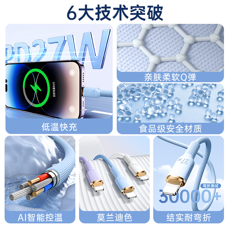 【45W】迈空适用苹果15充电线iphone14数据线快充13手机闪充12usb11车载16充电器套装17平板typec转lighting - 图0