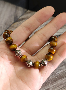 天然虎眼石十字架925银