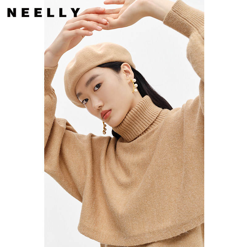 NEELLY纳俪商场同款冬季新款高领毛衣女时尚套装两件套连衣裙高级,淘宝优惠券,粉丝福利购,淘宝优惠卷