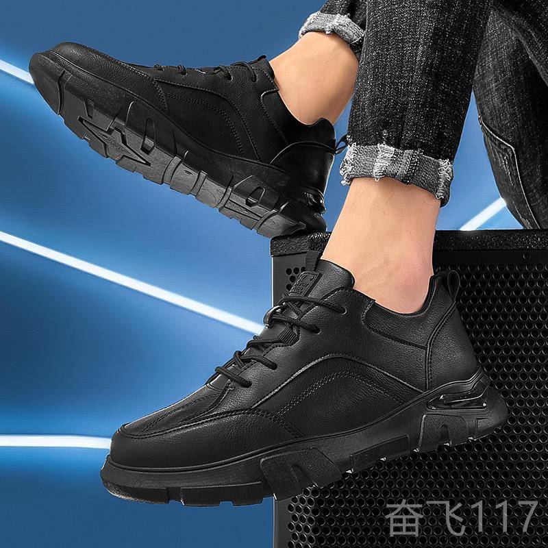 正品防防雨全师黑色皮鞋厚底男鞋子后厨厨作鞋板鞋上班防滑小水黑 - 图2