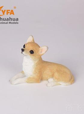 正品吉佳美Y收FA家厂艺直销迷你吉娃娃仿真狗模型车载摆件树脂工