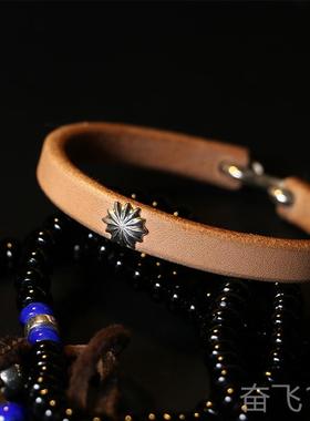 正品一休高桥吾进郎口本枥木鞍革钩植鞣日革925纯银皮手环手镯