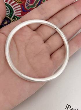 正品言实心重工简999现足银手镯女纯银饰品预情侣银镯子年轻男款