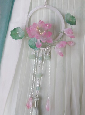 原创 碧妆 荷花重工流苏禁步琉璃簪花后压仙气古风汉服配饰发饰