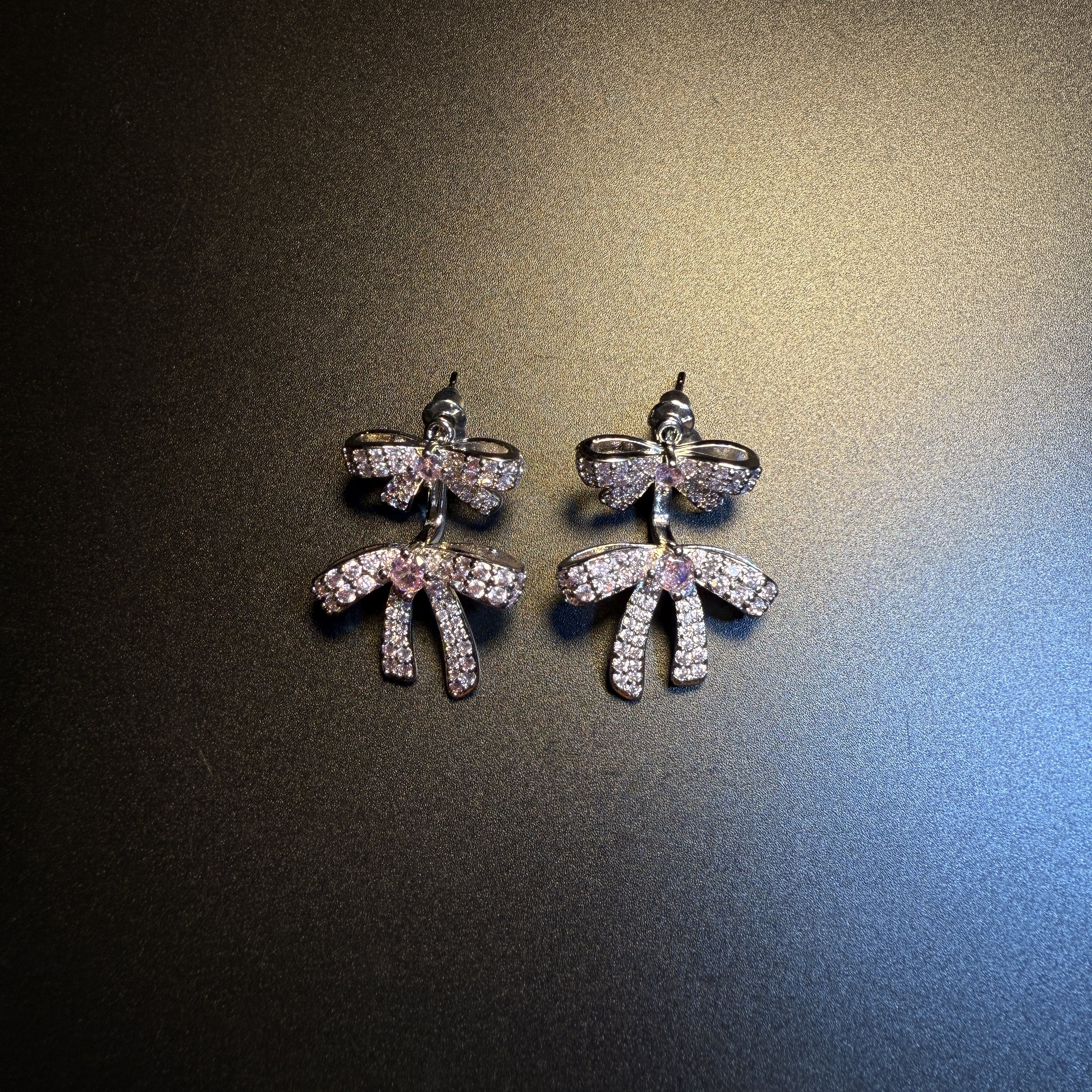 开花的橄榄 Vintage古着 Lilac Bow粉色锆石蝴蝶结耳钉 耳环 耳饰,淘宝优惠券,粉丝福利购,淘宝优惠卷