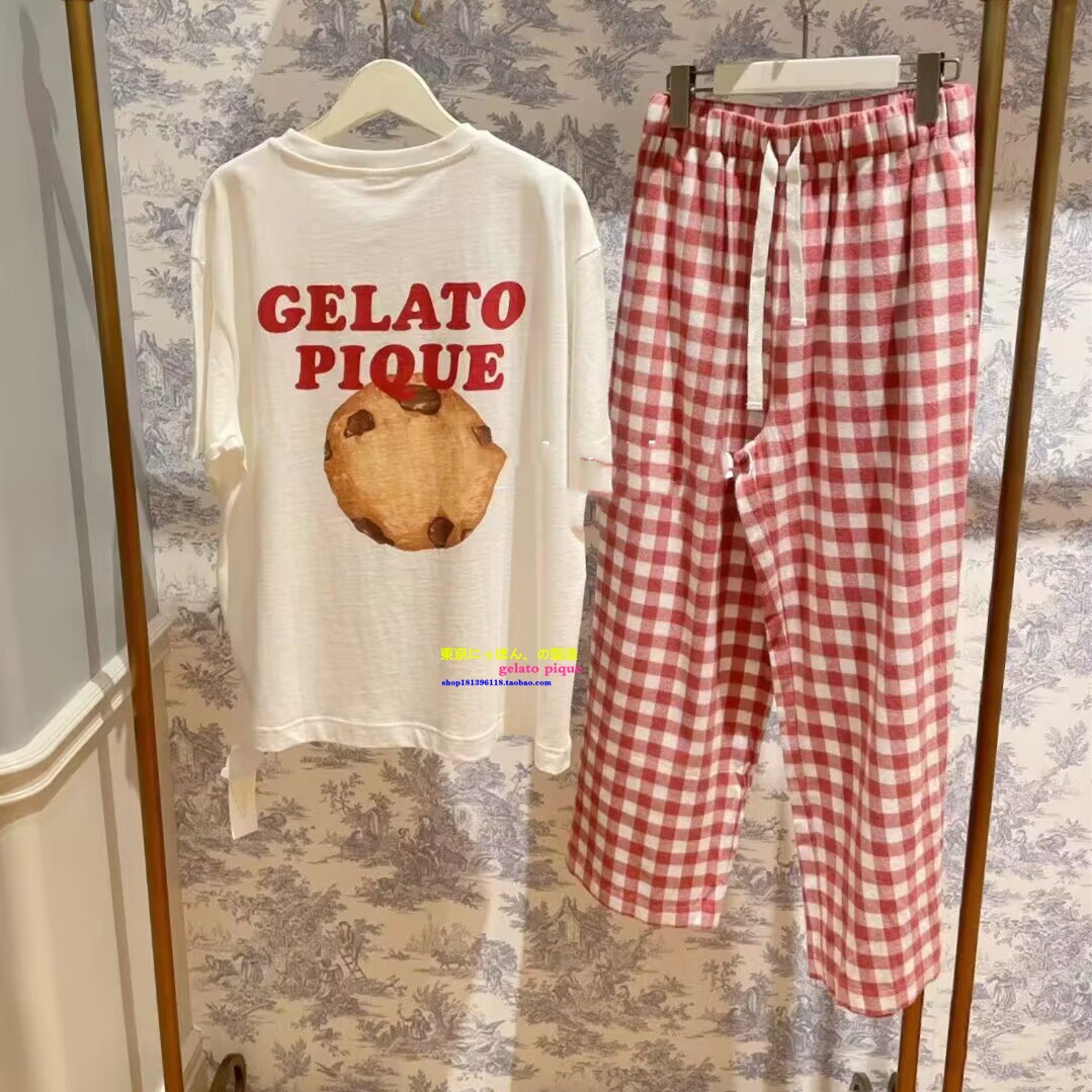 正品you gelato pique春夏睡衣女新款冰激凌纯棉格子短袖家居服GP - 图3