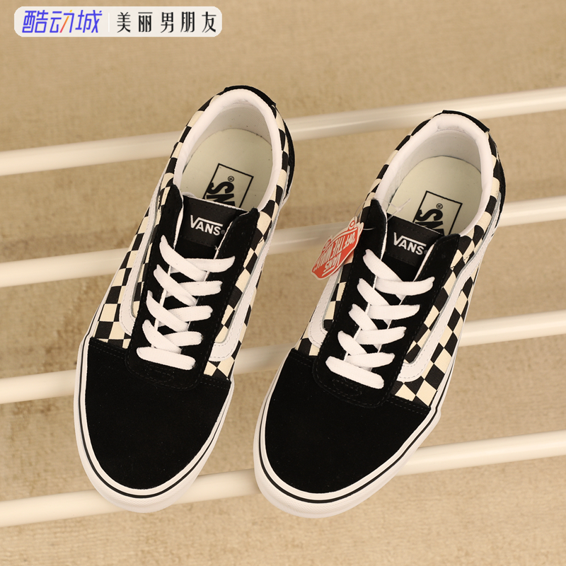 VANS 范斯Ward经典百搭黑白棋盘格女款休闲帆布鞋板鞋VN0A3IUN5GX - 图1