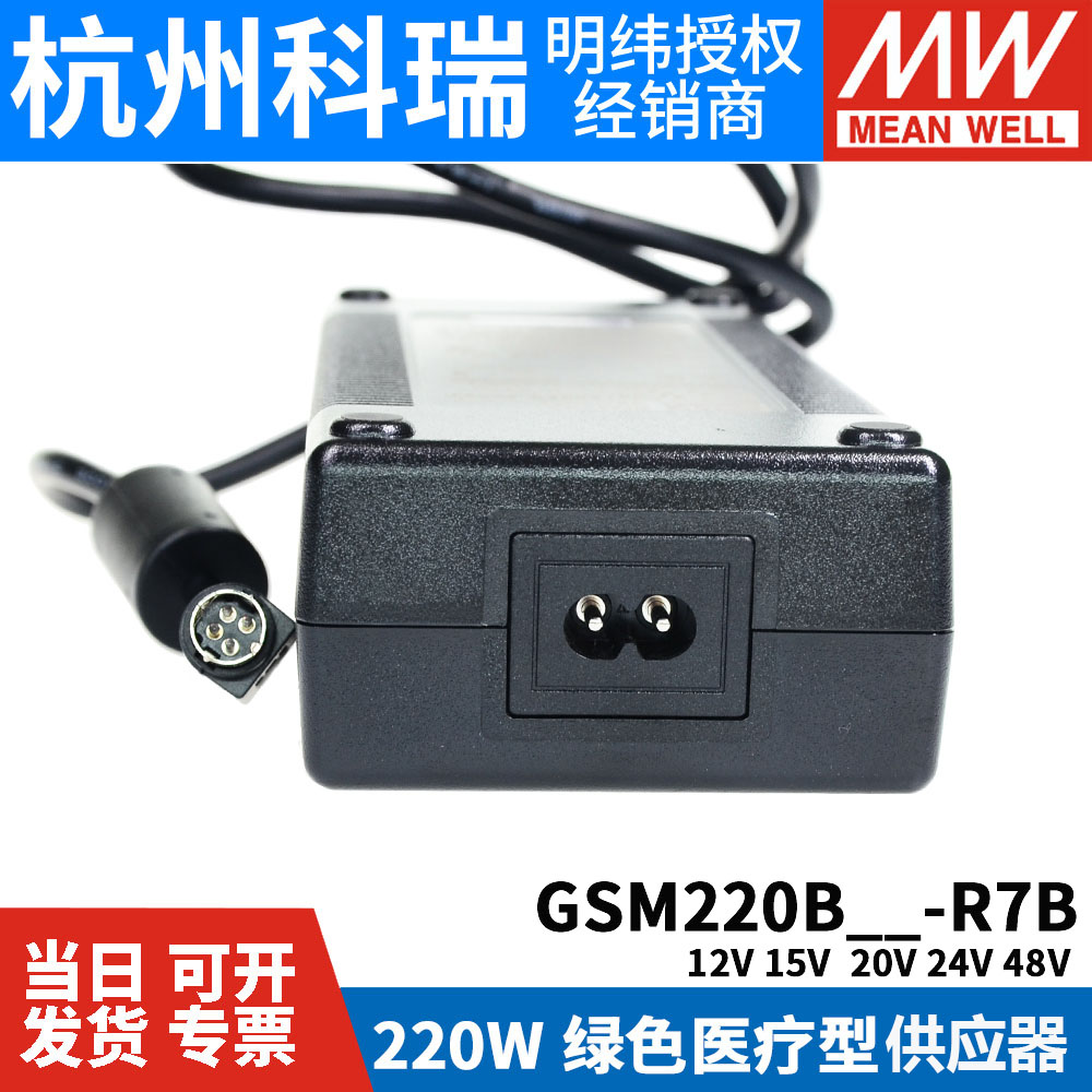 GSM220B明纬电源R7B供应器B12/B15/B20/B24/B48 220W医疗级2插12V - 图1